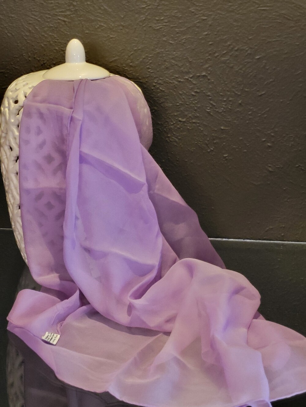 Vera Neumann 1960s Vera Sheer Silk-blend Purple Chiffon Square Scarf - Picture 2 of 7